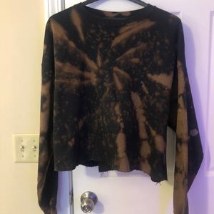 Black Tie Dye Cropped Crewneck Sweatshirt